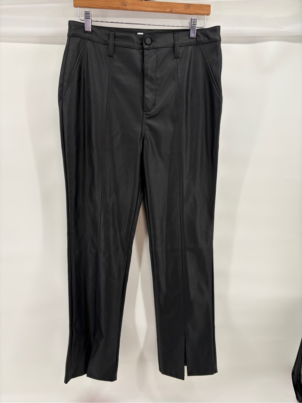 KanCan Womens Size 30 Black Faux Leather Straight Leg Pants NWOT Vegan Leather